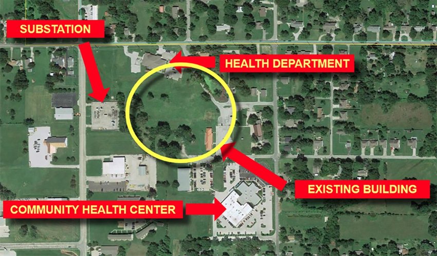 A map showing the proposed site of the CSU/ATC building (circled in yellow).