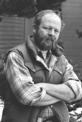 FILE - Dave Foreman, founder of Earth First! poses for a portrait in Juneau, Alaska, on March 10, 1988. Foreman, a self-proclaimed eco-warrior who was a prominent member of the radical environmentalism movement and a co-founder of Earth First!, has died Monday, Sept. 19, 2022, according to New Mexico-based Rewilding Institute. He was 74. (AP Photo/Suzanne Vlamis, File)