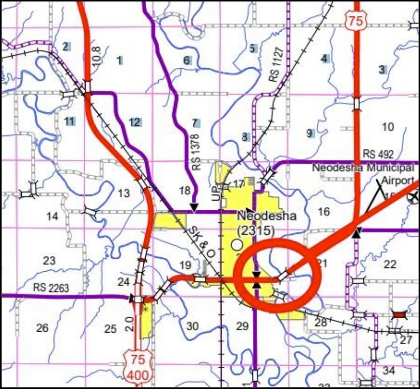 The area of the field survey of two bridges in Wilson County that is set to start next week is circled here in red.