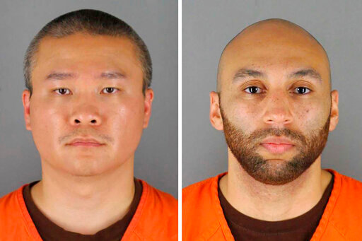 FILE - This combo of photos provided by the Hennepin County Sheriff's Office in Minnesota, show Tou Thao, left, and J. Alexander Kueng. Prosecutors and defense attorneys for the two former Minneapolis police officers charged in the killing of George Floyd have filed more than 100 motions to limit testimony or evidence at trial &mdash; with many requests relying heavily on what happened at the previous two trials in Floyd&rsquo;s death. (Hennepin County Sheriff's Office via AP, File)