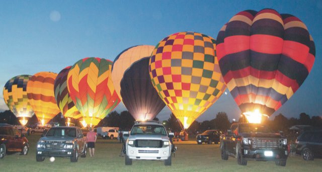 The Friday night Balloon Glow is one of the most popular events included in the annual Columbus Day Festival in Columbus, Kansas.