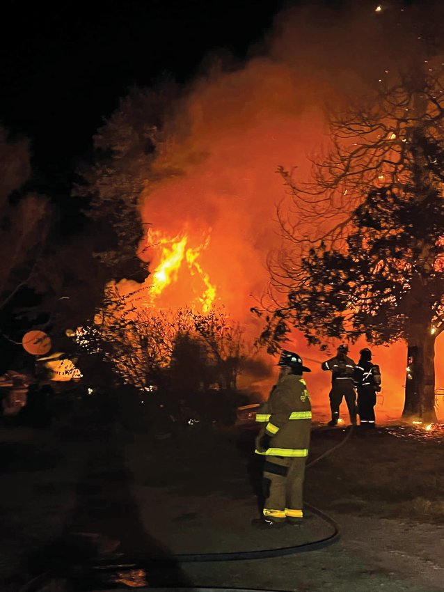 Firefighters from departments including Scammon, Weir, and West Mineral assisted the Columbus Fire Department in battling a structure fire Monday night.