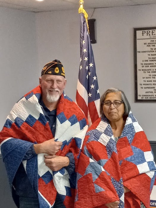Carl and Hope Mahnken were each presented a Quilt of Valor at the Frontenac American Legion on Wednesday.