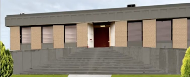 A rendering of a complete exterior renovation of Pittsburg City Hall presented by Miranda Bruening of Echelon Arch and Design. The renovations will cost an additional $107,357.10 more than the original bid to rebuild the stairs and add ramps at the front entrance. &nbsp;