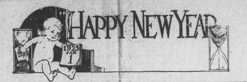 &quot;New Year&quot; graphic from the front page of the Dec. 31, 1922, Pittsburg Sun.