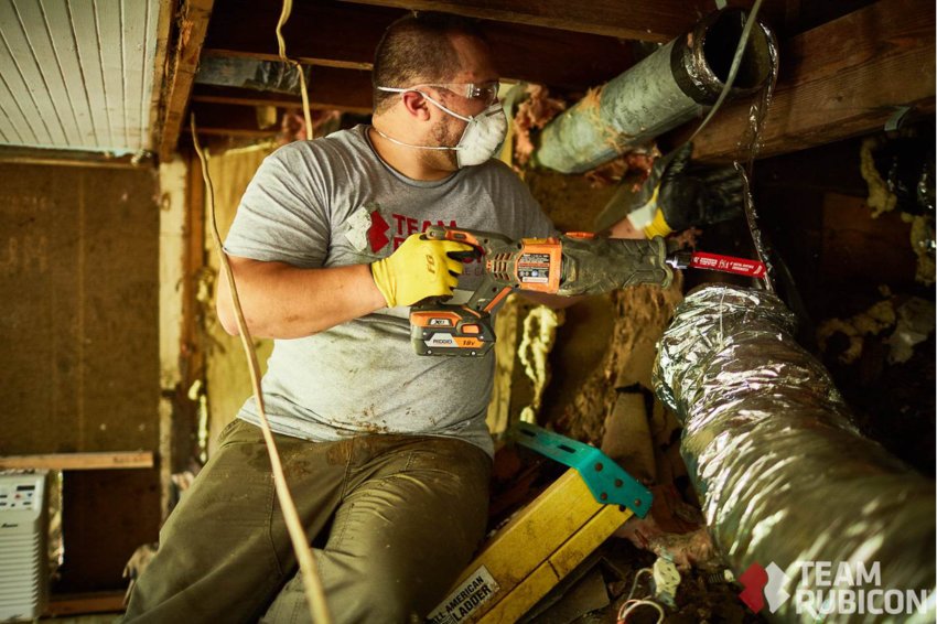 Jeremy Tompson of Team Rubicon during Operation Strike it Rich, Eureka, Missouri, in May 2017 after torrential rains flooded roadways and homes near St. Louis.