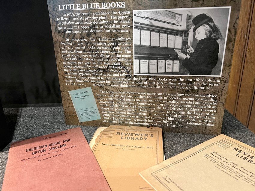 Samples of Girard&rsquo;s publication history, including a synopsis of the Little Blue Book, a long-running series of pocket-sized readers that drew the attention of the FBI for being subversive.&nbsp;