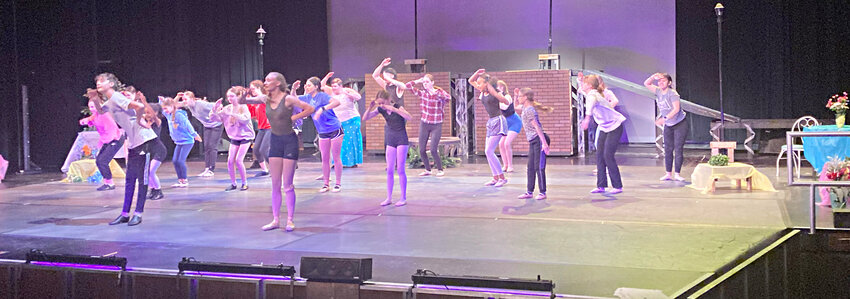 The cast of &quot;Mary Poppins&quot; rehearses for tomorrow night's opening at Memorial Auditorium.
