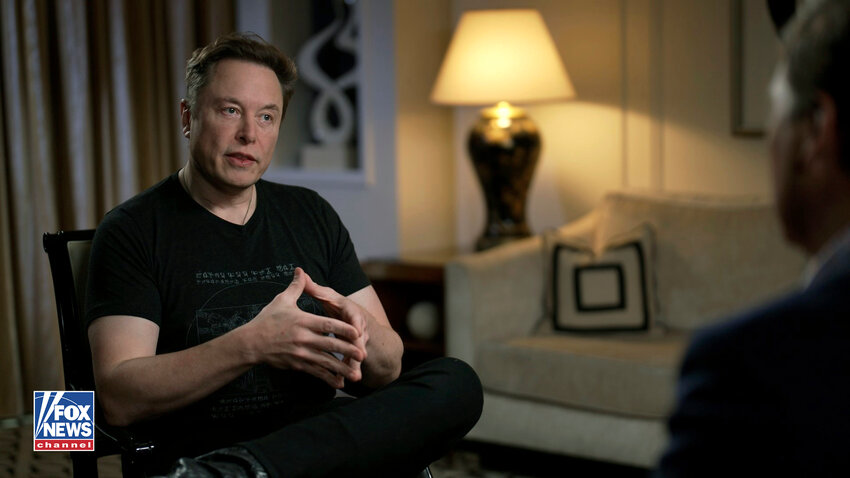 In this image released by FOX News, Elon Musk gestures as he is interviewed by FOX News host Tucker Carlson on Thursday, April 13, 2023. The billionaire Twitter owner told Carlson in a segment aired Monday night, April 17,  that he plans to create an alternative to the popular AI chatbot ChatGPT that he is calling &acirc;TruthGPT,&acirc; which will be a &quot;maximum truth-seeking AI that tries to understand the nature of the universe.&acirc; (FOX News via AP)