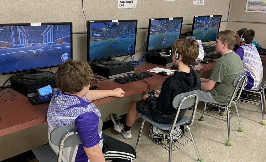 PCMS Dragon Esports scholar gamers play Rocket League at the computer lab at the community middle school.