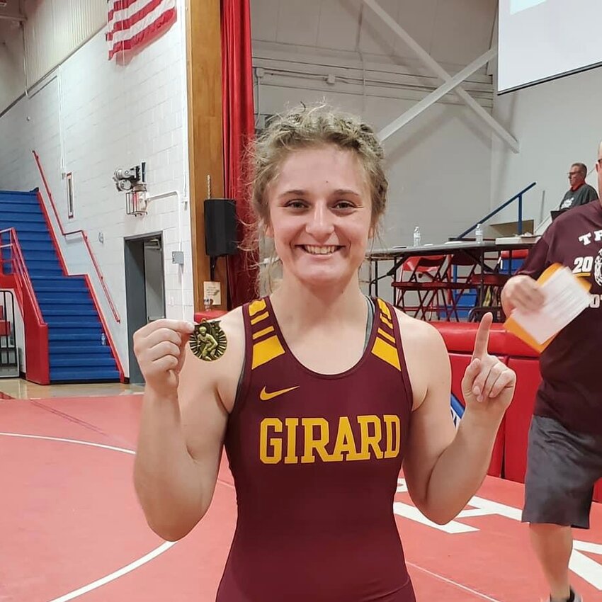 Girard junior Hanna Bailey placed fifth in the Class 4A-1A state tournament at 125 pounds, finishing with a 33-8 season record. COURTESY PHOTO / GIRARD HIGH SCHOOL