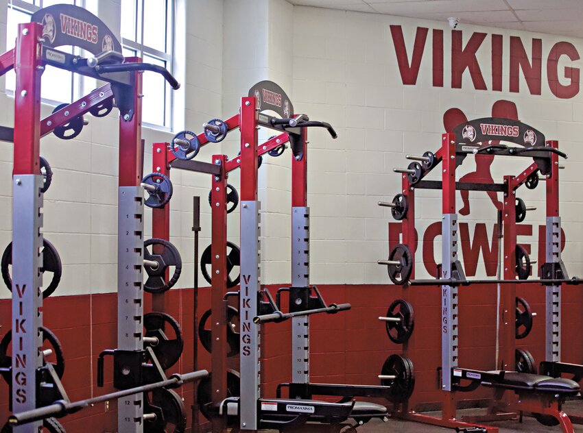 Located at Northeast High School, the school district received brand new weightlifting equipment for students to use. The equipment includes the Northeast Vikings logo as well as custom rack with the mascot engraved on the sides.
