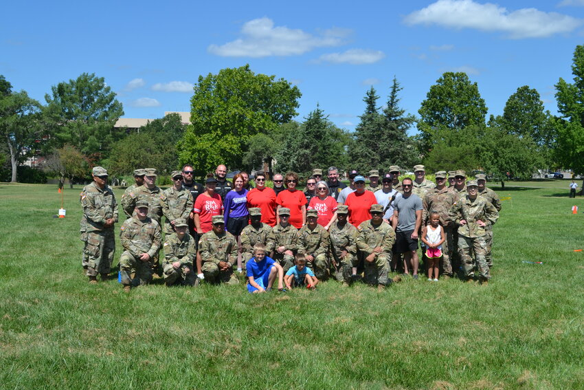 Soldiers from the US Army Reserve 1011th Quartermaster Company and their guests from the Pittsburg Police, University Police and Fire Departments participated in a Family Day on Sunday at Pittsburg State University.