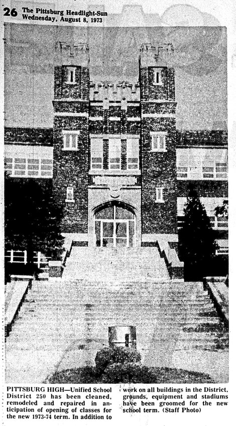 Pittsburg High School, later to become Pittsburg Community Middle School, on August 8, 1973.