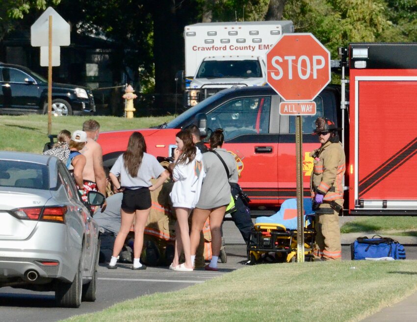 Crawford County Emergency Medical Services, Pittsburg Police and Pittsburg Fire responded to a reported hit and run Tuesday evening at approximately 5:15 p.m., located at the intersection of N. Joplin and E. 10th St.