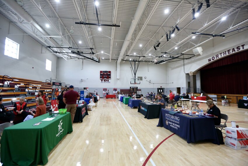Area businesses gather in the Northeast High School gymnasium on Wednesday for Independence Community College&rsquo;s Rural Outreach Career Fair that featured presentations, career pathway opportunities as well as possible internships or apprenticeships.