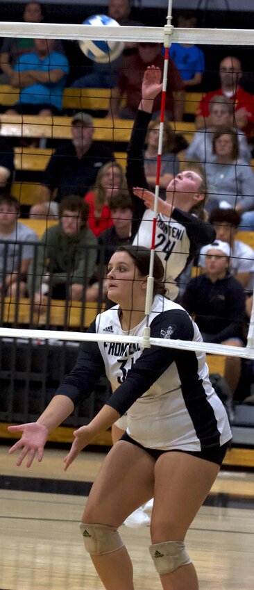 Frontenac sophomore Lucy Anderson elevates for a spike attempt during Tuesday&rsquo;s match against Erie at Frontenac High School.