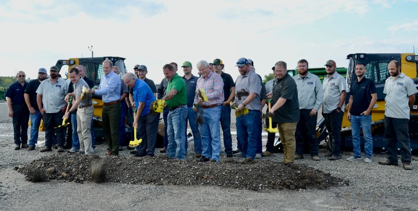 Heritage Tractor employees, Pittsburg Area Chamber of Commerce representatives and city officials break ground during Thursday&rsquo;s ceremony at Heritage Tractor, located at 1076 US-69 south of Pittsburg.