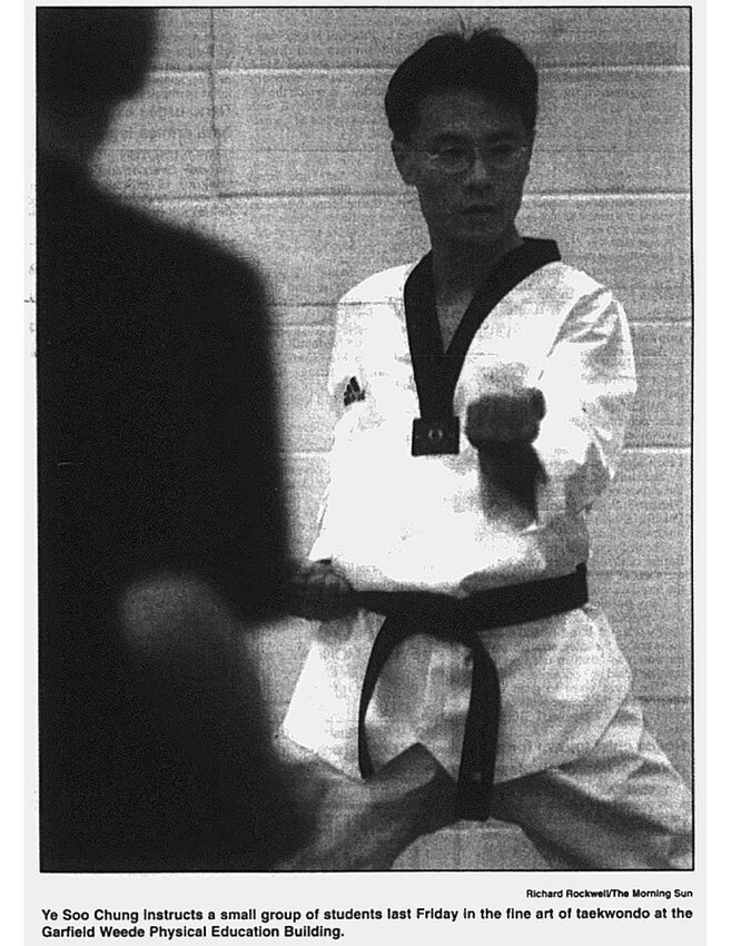 Ye Son Chung instructs a small group of students in the fine art of Taekwondo at the Garfield Weede Physical Education Building.&nbsp;