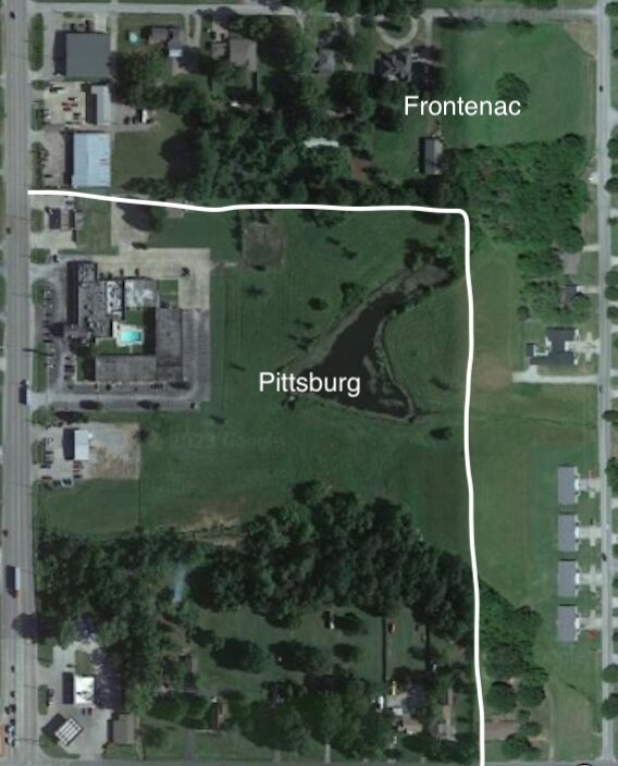 It is commonly believed everything north of Atkinson Road is Frontenac, causing a lot of confusion about the site of a new hospice center. The proposed site for the hospice center lies within the Pittsburg city limits (very roughly drawn) along the northwest side of the lake behind the Holiday Inn Express.&nbsp;
