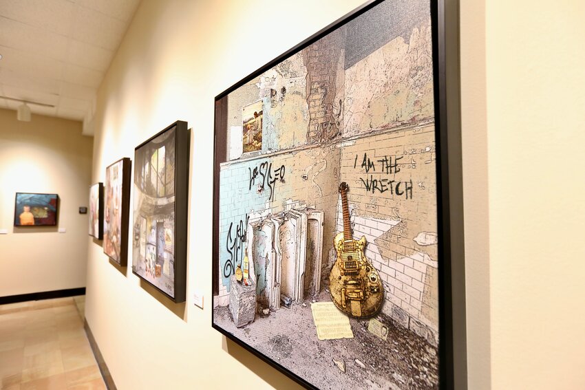 One of the many art pieces displayed at the Harry Klug Gallery at Porter Hall on the campus of Pittsburg State University that&rsquo;s called &ldquo;I Am the Wretch&rdquo;, which is a 30 by 30-inch digital collage with photography created by Steve Head. The display is available for viewing until Jan. 18.