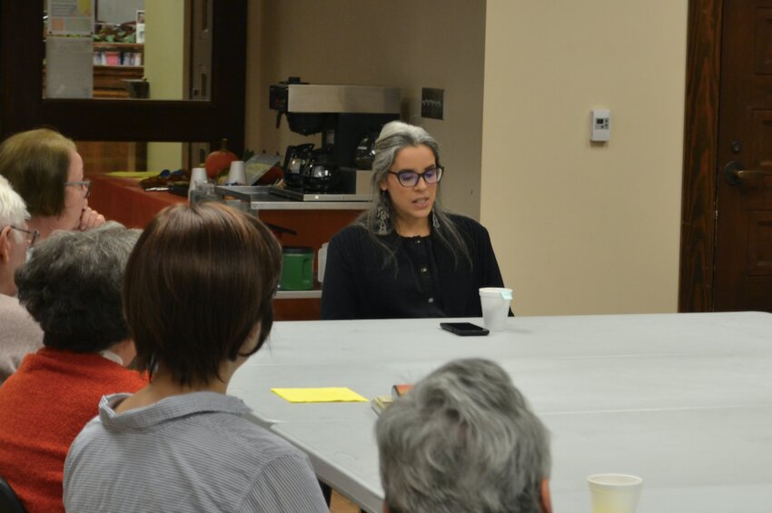 Books and Burrow owner Darcie Schultz was invited to a Cup of Conversation at the Pittsburg Public Library on Thursday morning where she spoke about how she came to open a bookstore downtown and the rewards and challenges of running the store.