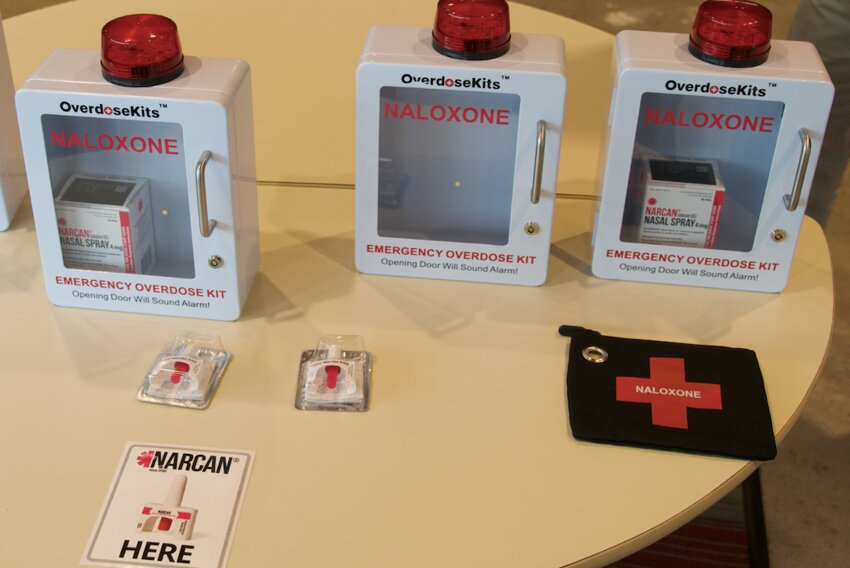 Included in Narcan rescue boxes will be two doses of Naloxone to counter the effects of fentanyl, gloves, and CPR mask and will be placed in every school. The black pouches will include two doses of Naloxone and be present on every school bus.