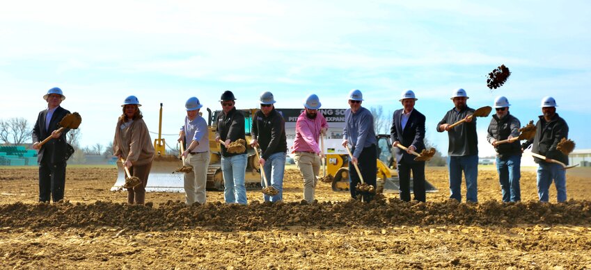 City, chamber, construction, and Inteplast Group-Pitt Plastics representatives dig up the dirt, officially breaking ground on a new 200,000 square feet facility project, expected to be completed by the first quarter of 2025.