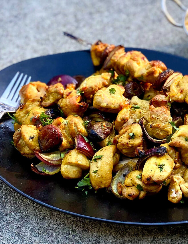 Moroccan Chicken Skewers With Apricots and Onion