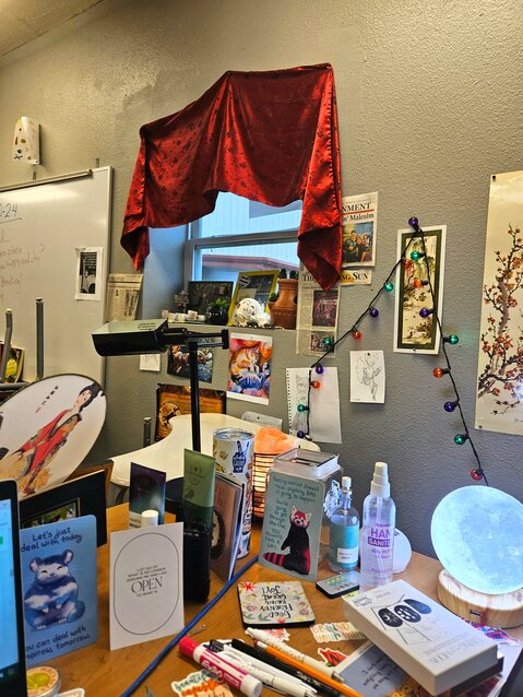 Many people have commented that my classroom is cozy and relaxing. I call it the &quot;Zen Den&quot; and it's full of music, art, books, and plants.&nbsp;CHAR STRONG / THE MORNING SUN