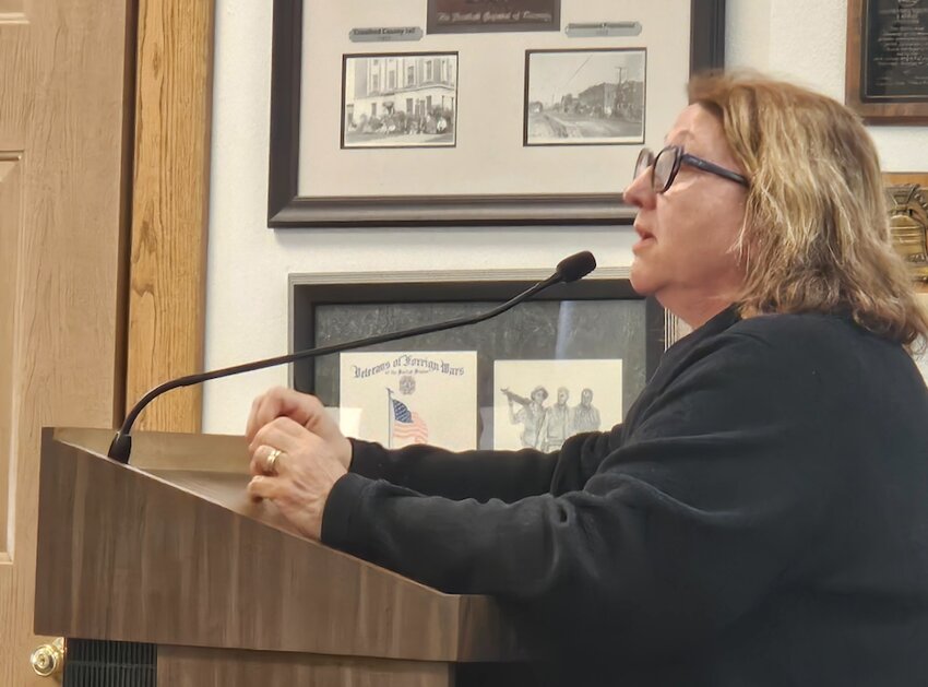 Jovanna Brackett makes a passionate plea to the Crawford County Commissioners to do the right thing when it comes to allowing wind turbines in the county. Brackett expressed concerns about improper land use and the loss of food production.