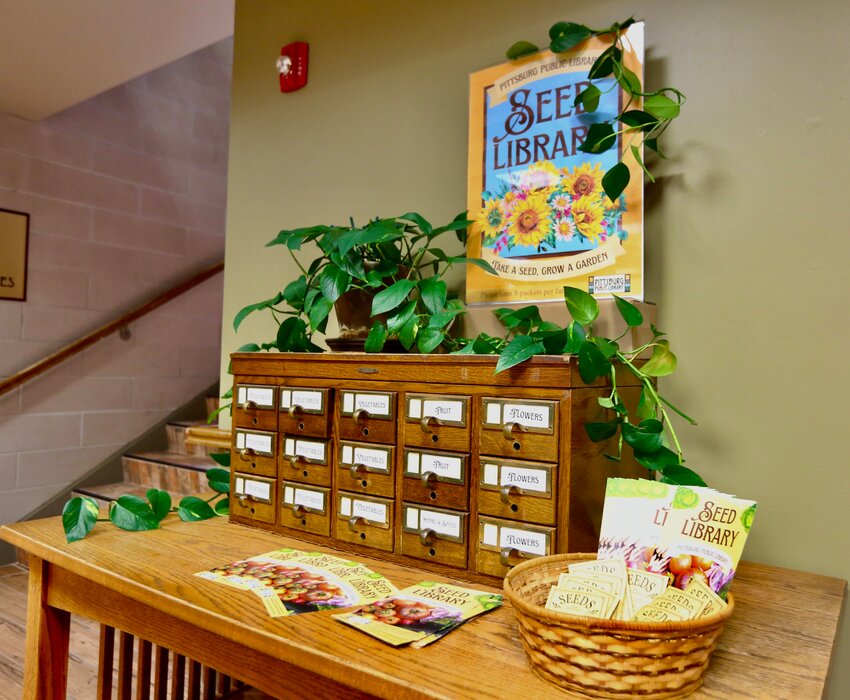 Located in the main lobby of the Pittsburg Public Library, area residents can grab five seed packets per family at the library&rsquo;s new &lsquo;Seed Library&rsquo; program.