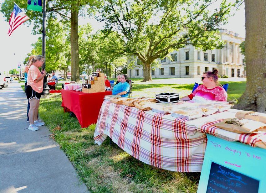 Vendors line up along the northeast side of the Girard Square for the start of this year&rsquo;s Girard Farmers Market on Tuesday, which will be held from 4 to 6 p.m. every Tuesday up until the end of September.