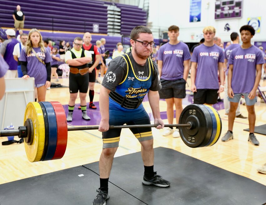 A Special Olympics athlete representing the Topeka Junior Blues deadlifts during Friday&rsquo;s State Powerlifting competition held at Pittsburg High School, which featured more than 70 athletes from across the state.