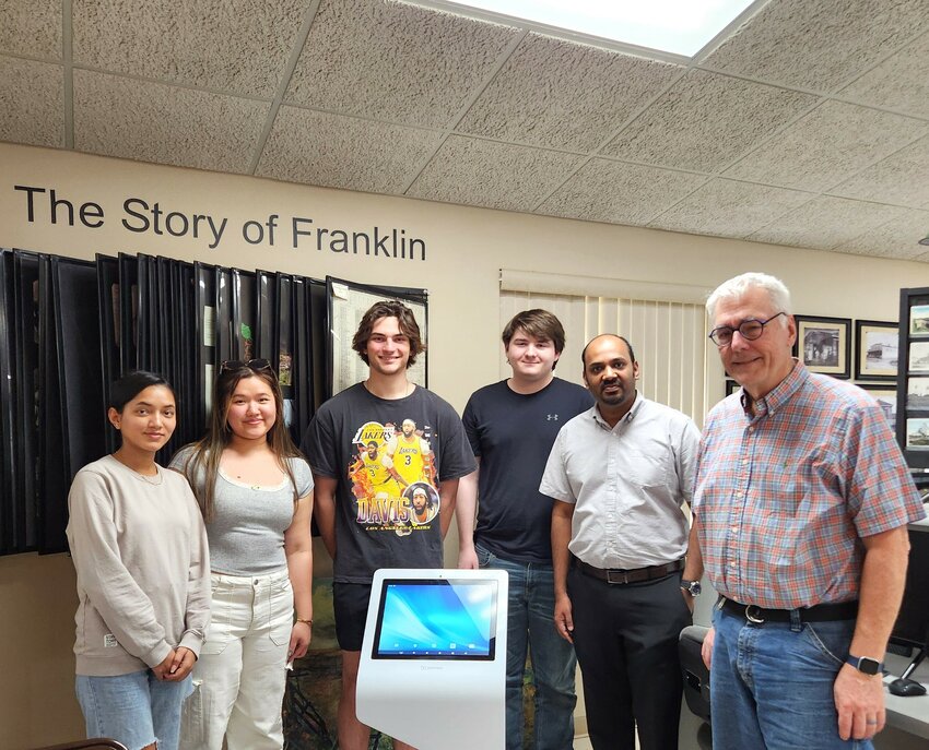 : Monika BK, You E Kry, Ben Rangel, Carson Stottmann, Dr. Jackson, Samuel Ravindran, Dr. Bobby Winters are working with Miners Hall Board of Trustees to develop new technologies and exhibits for the museum.