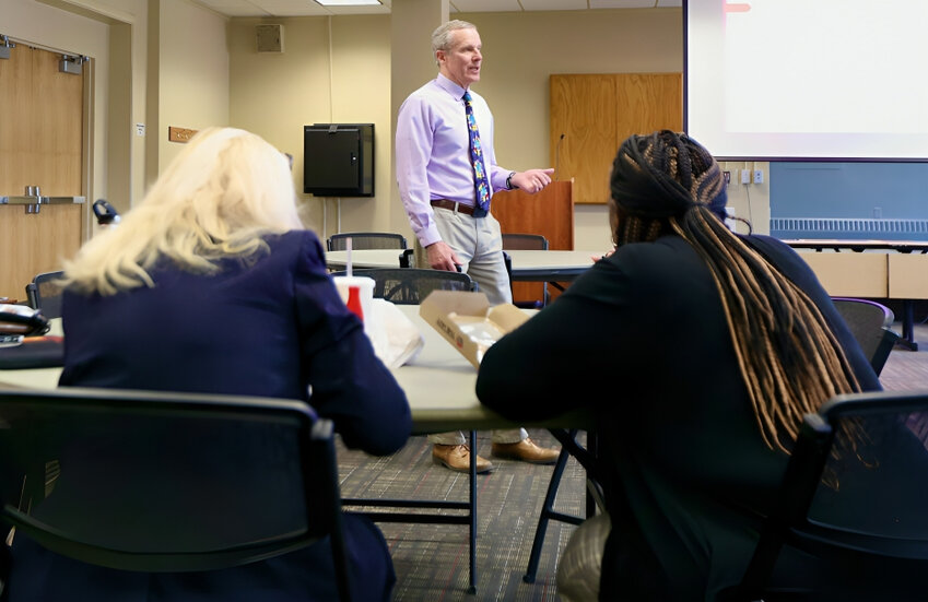 The Pittsburg State University Tilford Group hosted Center for Reading Executive Director David Hurford Tuesday afternoon, who discussed the efforts of the team at the Center for Reading. The title of his presentation was &ldquo;Advancing Literacy: PSU&rsquo;s Role in the Kansas Blueprint of Literacy.&rdquo; Hurford discussed the current national reading crisis, addressed the problems with performances in reading, talked about media impact, myths about dyslexia, and the science of reading. The next meeting for Tilford Group is scheduled to take place at 1 p.m. Wednesday, April 23, in room 118 in Yates Hall.