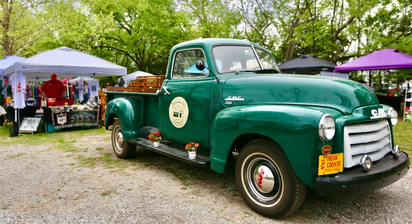 This 1950 Chevy 5-0, known as &ldquo;the mascot of Harrigans&rsquo; Barn,&rdquo; stood near the middle of the Harrigans&rsquo; Barn venue Saturday to welcome visitors to the return of the twice-yearly market.