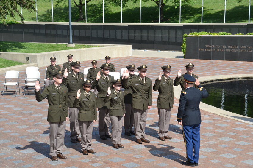 Members of the Gorilla Battalion, Class of 2025, take their oath of office administered by Lt. Col. Dustin Blum, Commanding Officer.