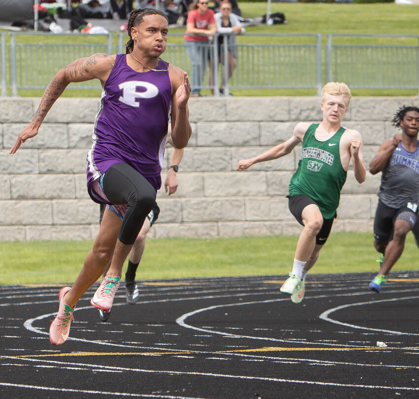 Pittsburg junior Isaiah Rosenberg wins the 400-meter dash at the Class 5A regional track and field meet May 23 in Overland Park. RON WOMBLE / THE MORNING SUN