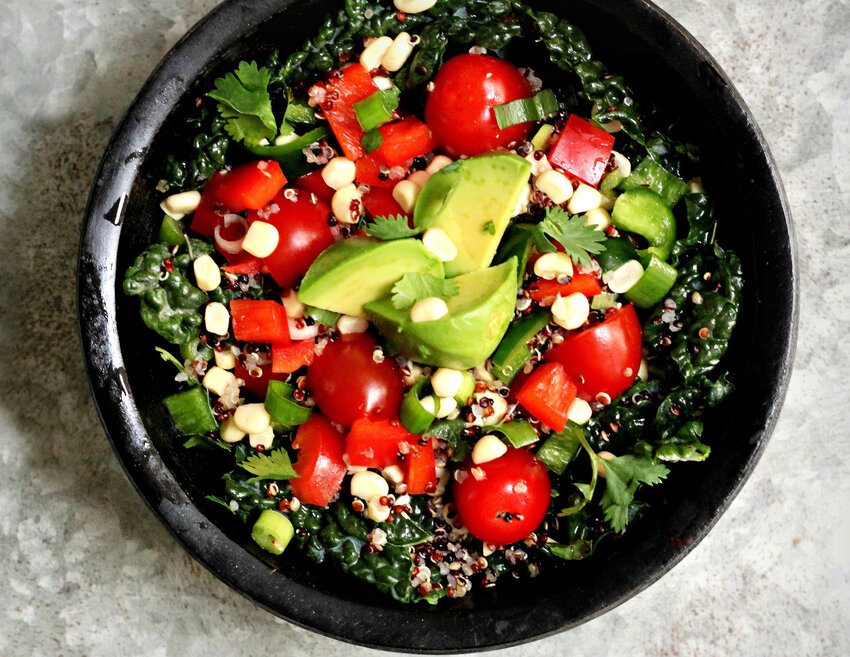 Tomato, Corn and Quinoa Bowl With Avocado