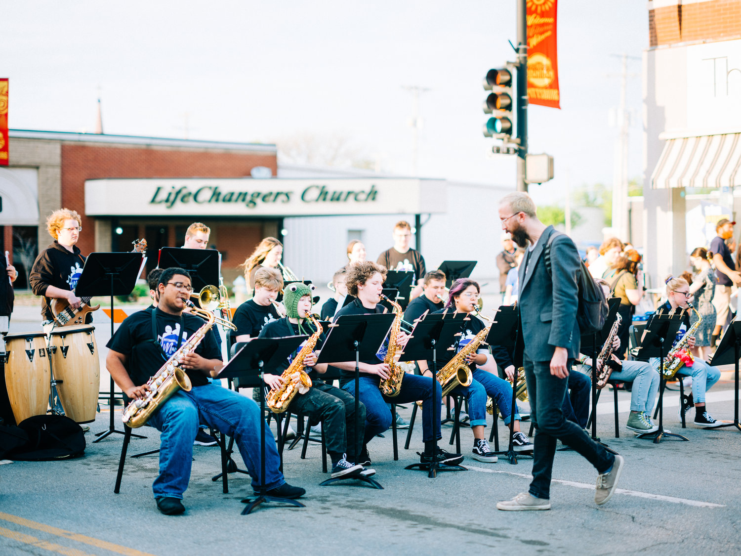 Performers at the Pittsburg ArtWalk on Friday included the PHS Jazz Band.