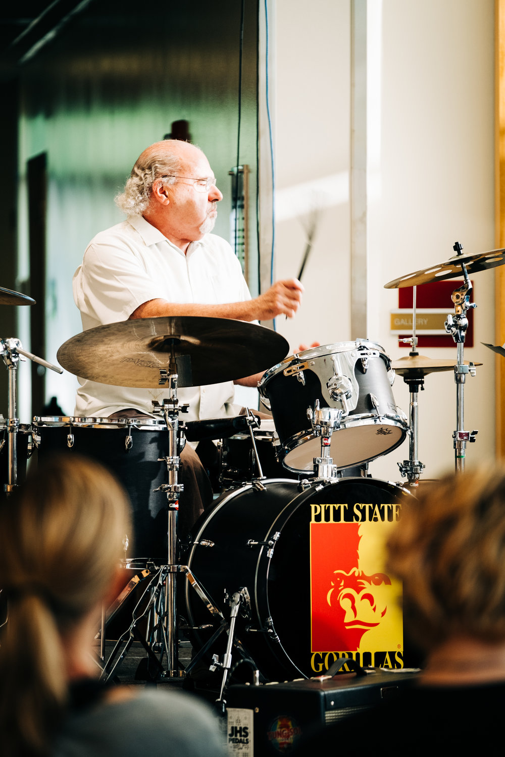 Bob Laushman plays the drums during the Summer Kicks Jazz Concert on Monday, June 13.