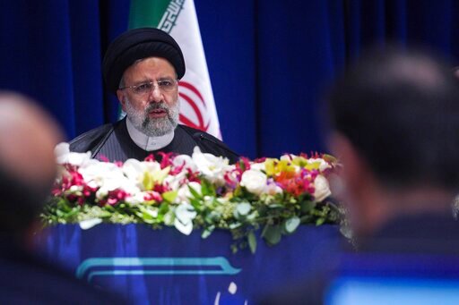 Iran President Ebrahim Raisi speaks during a press conference, while on his visit for the United Nations General Assembly, Thursday Sept. 22, 2022, at U.N. headquarters. (AP Photo/Bebeto Matthews)