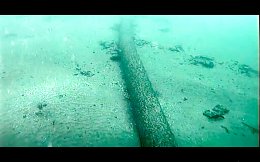 FILE - This still image from video taken Oct. 4, 2021, and provided by the U.S. Coast Guard shows an underwater pipeline that spilled tens of thousands of gallons of oil off the coast of Orange County, Calif. The U.S. Army Corps of Engineers granted the approval Friday, Sept. 30, 2022, to Amplify Energy Corp. to repair the pipeline. The Houston company pleaded guilty to federal charges last month of negligently discharging oil. (U.S. Coast Guard via AP, File)