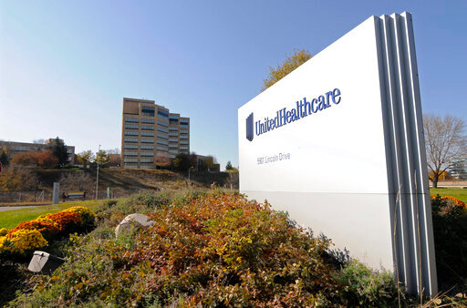 FILE - A sign stands on UnitedHealth Group Inc.'s campus in Minnetonka, Minn., on Oct. 16, 2012. UnitedHealth Group said Monday, Oct. 3, 2022, that it completed its acquisition of Change Healthcare, closing the roughly $8 billion deal a couple weeks after a judge rejected a challenge from federal regulators. (AP Photo/Jim Mone, File)