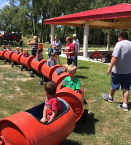 Activities planned as part of the 34th annual Antique Gas Engine and Tractor Show and Swap Meet include the barrel train ride for kids.