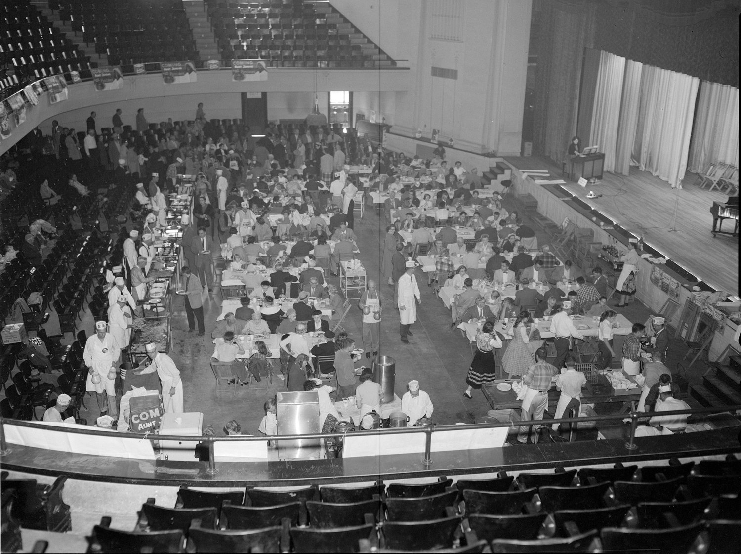 Kiwanis Pancake Day was held on the floor of the auditorium in 1957 at the Memorial Auditorium.