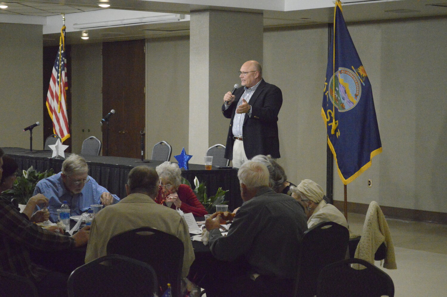 Mike Brown, chairman of the Kansas Republican Party, stressed the need for Republican candidates in local elections Saturday, May 20 at Pittsburg’s Memorial Auditorium.