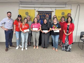From left: Jon Bartlow, Noon Rotary President; Monica Holmes, Big Brothers Big Sisters; Michelle Smith Puckett, Ozark Trail Council of Boy Scouts; Leah Gagnon, Wesley House; Paul Keys, Guardians of the Children; Brooke Powell, Safehouse Crisis Center; Luann Nicoletti, Dream Big Little One; Sara Vacca, YMCA; Frances Mitchelson, Salvation Army; Joe Leek, City of Pittsburg Miniature Golf Course; and Monica Angeles, President- Elect of Noon Rotary.