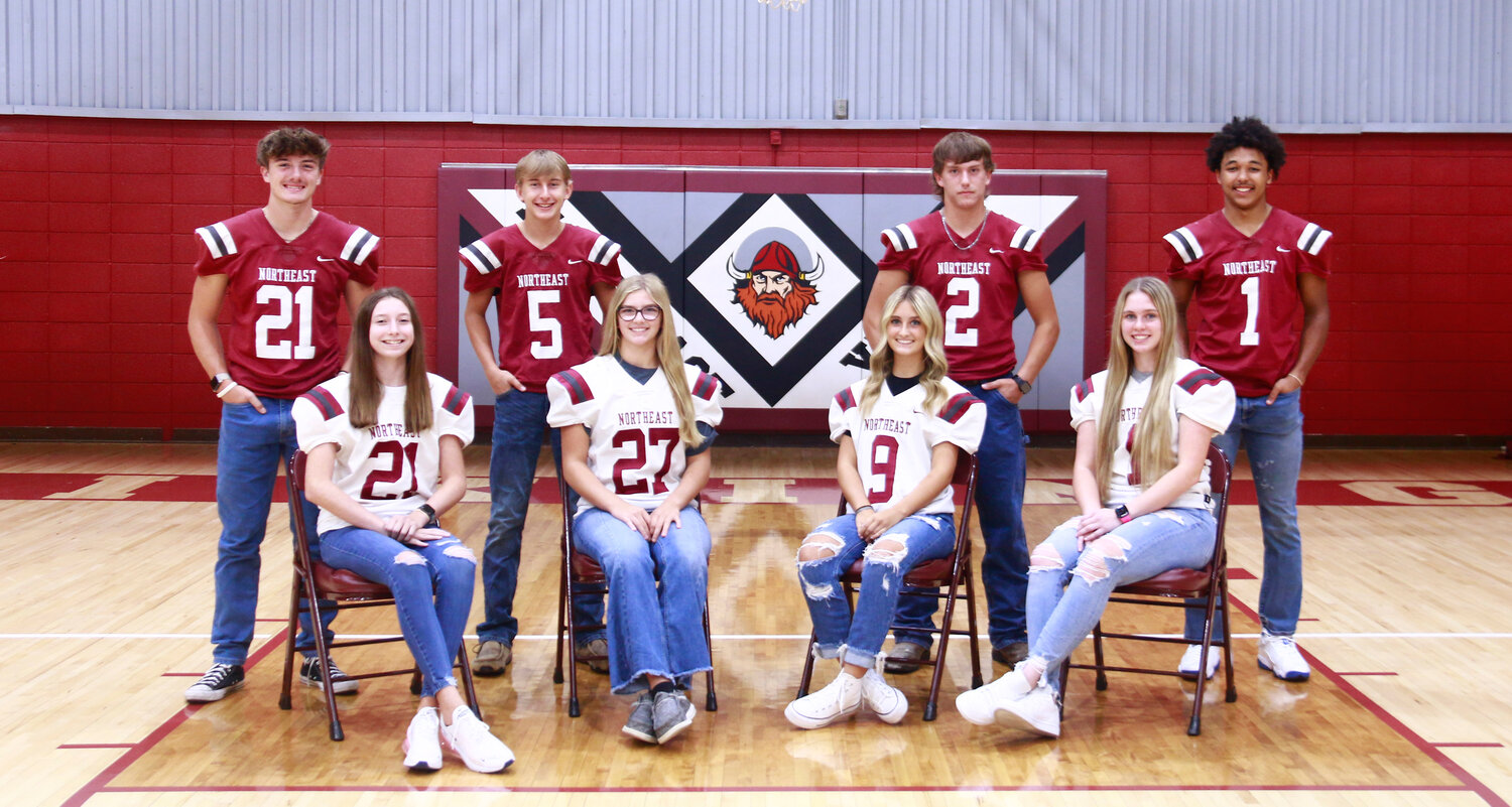 The Northeast High School Football Homecoming Court includes, front row, from left: Allie Wade, Brooklyn Jackson, Carleigh Carden and Shelby Underwood. Back row, from left: Dawson Troth, Indica Holloway, Braden Young and Tayshawn Gaynor. The Homecoming football game is on Friday, Sept. 22 at 7 p.m. vs. Erie and the Homecoming Coronation will be at 6:30 p.m. before the game on the field.